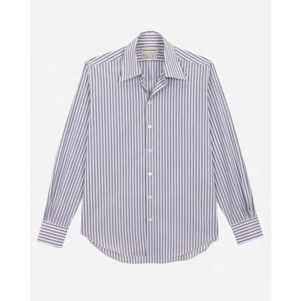 画像1: 【CAMISAS MANOLO(カミサスマノロ)】WHITE/BLACK STRIPES NORMAL SHIRT