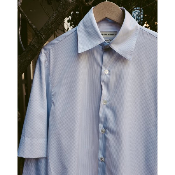 画像5: 【CAMISAS MANOLO(カミサスマノロ)】WHITE/BLACK STRIPES DOUBLE SLEEVE SHIRT