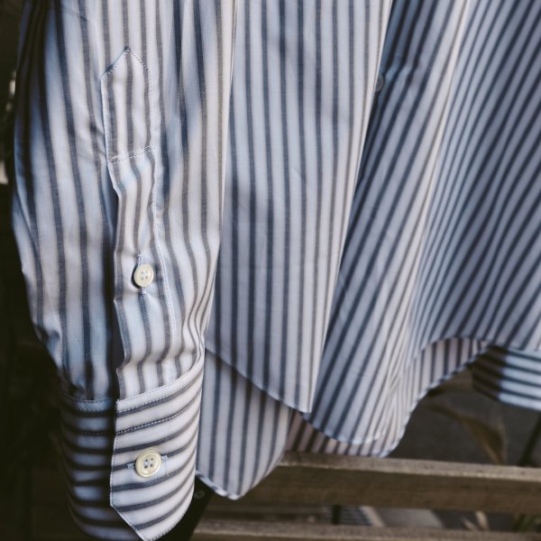 画像3: 【CAMISAS MANOLO(カミサスマノロ)】WHITE/BLACK STRIPES NORMAL SHIRT