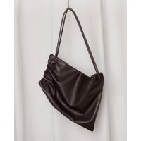 【GABRIELA COLL GARMENTS(ガブリエラコールガーメンツ)】GATHERED CROSSED LEATHER BAG/ BROWN