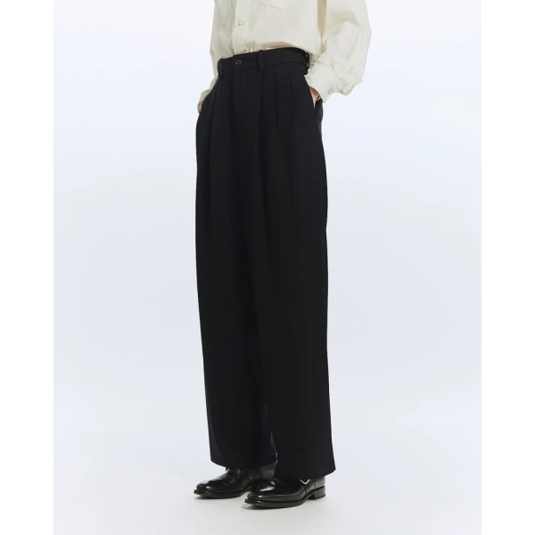 画像3: 【MARKAWARE(マーカウェア)】ORGANIC WOOL SURVIVAL CLOTH／TRIPLE PLEATED WIDE TROUSERS ”BLACK”