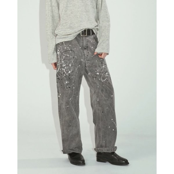 画像1: 【ensou.(エンソウ)】Splash Painter Jeans/ Sumi-dyed Grey