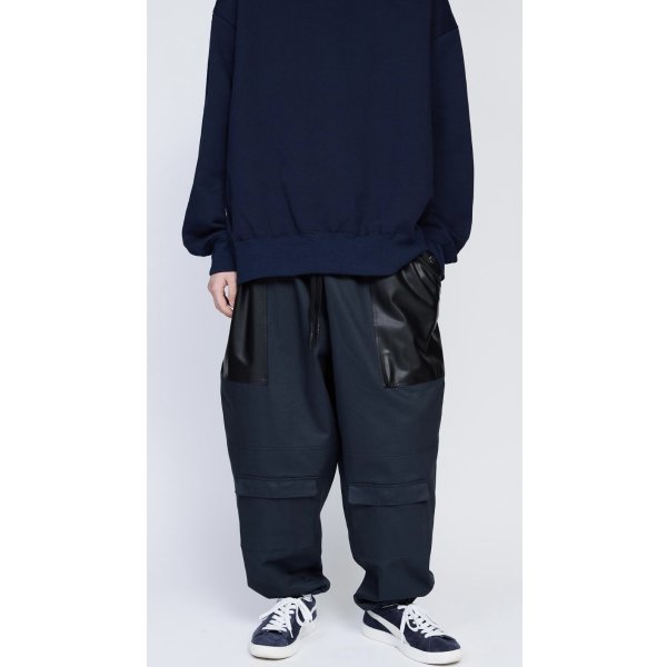 画像4: 【UNTRACE(アントレース)】レザーパッチベイカーパンツ(_190)/ DARK NAVY