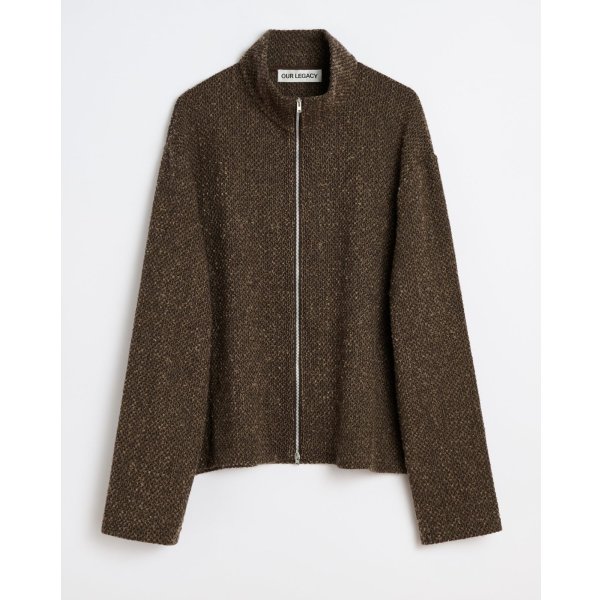 画像1: (予約商品)【OUR LEGACY(アワーレガシー)】SHRUNKEN FULLZIP POLO/ Brown Sparse Buckle Weave