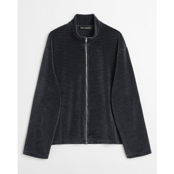 画像1: (予約商品)【OUR LEGACY(アワーレガシー)】SHRUNKEN FULLZIP POLO/ Phantom Stripe Velour