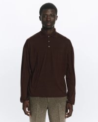 【MARKAWARE(マーカウェア)】Super 160’s Wool Washable Knit Long Sleeve Polo　”Olive Drab”