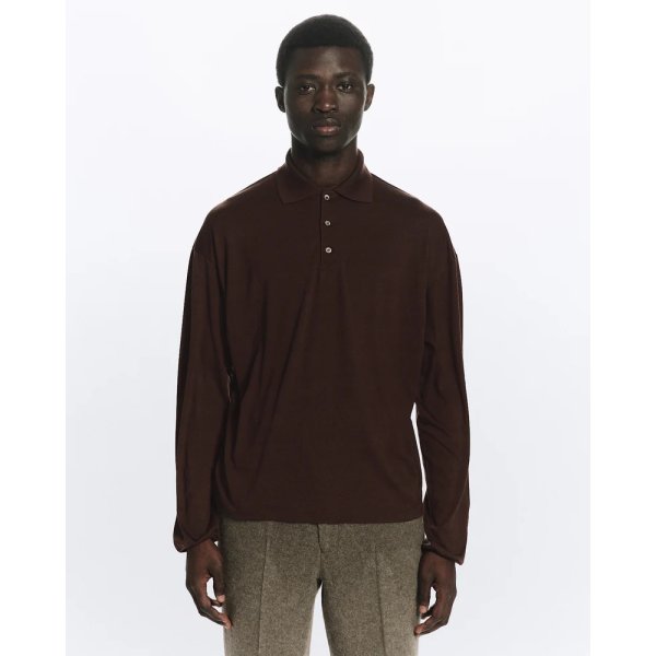 画像1: 【MARKAWARE(マーカウェア)】Super 160’s Wool Washable Knit Long Sleeve Polo　”Olive Drab”
