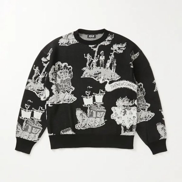 画像1: 【FAF(エフエーエフ)】Newcommune Island Jaquard Knit　””Black”