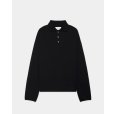 画像1: 【MARKAWARE(マーカウェア)】Super 160’s Wool Washable Knit Long Sleeve Polo　”Black” (1)