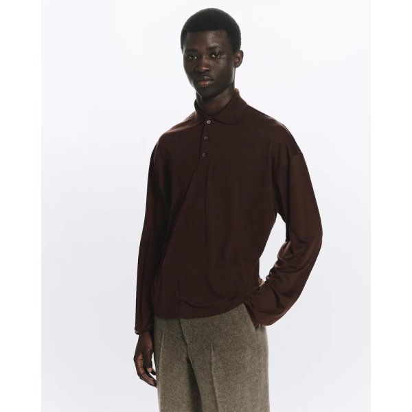 画像2: 【MARKAWARE(マーカウェア)】Super 160’s Wool Washable Knit Long Sleeve Polo　”Olive Drab”