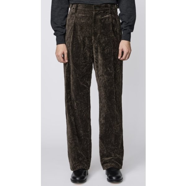 画像1: 【IRENISA(イレニサ)】ONE TUCK STRAIGHT TROUSERS /  DARK BROWN