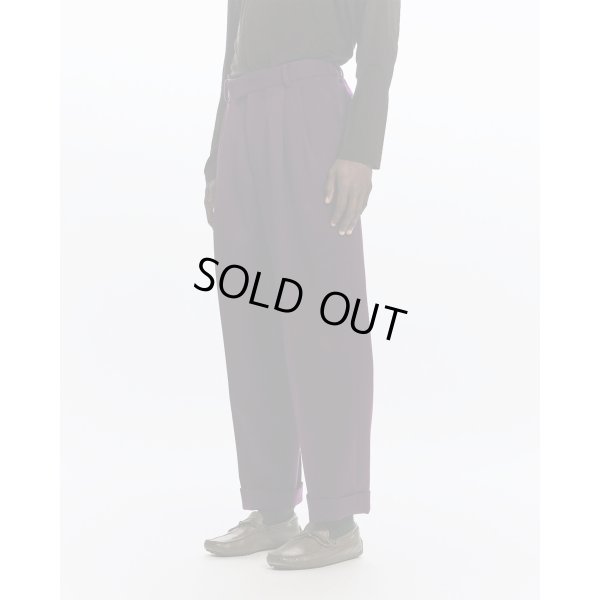 画像2: 【MARKAWARE(マーカウェア)】Polwarth Tuxedo Cloth Double Pleated Wide Trousers "Purple"