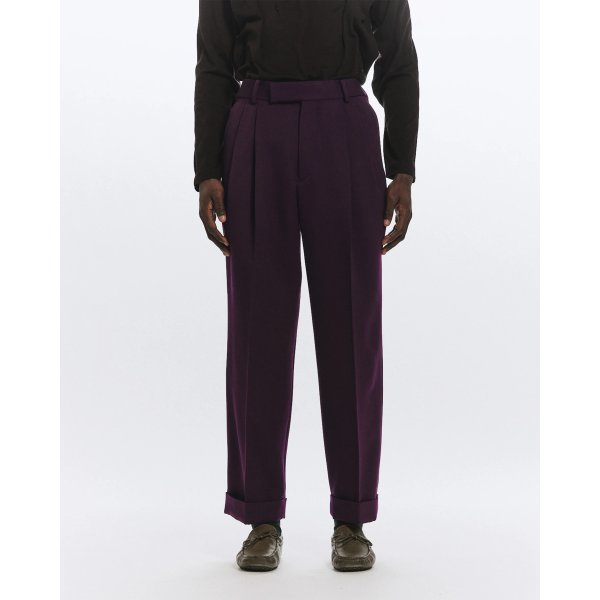 画像3: 【MARKAWARE(マーカウェア)】Polwarth Tuxedo Cloth Double Pleated Wide Trousers "Black"