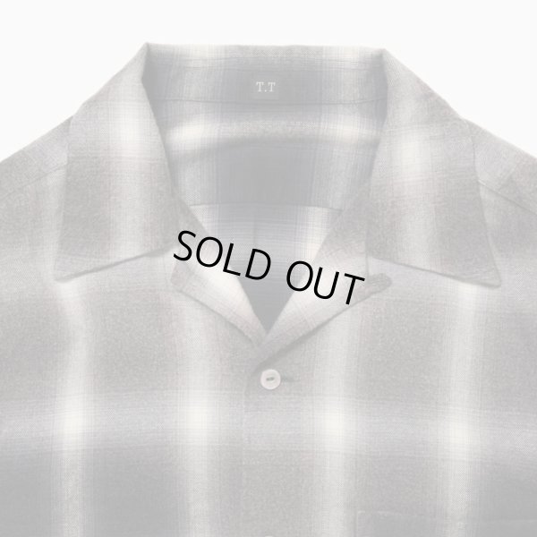 画像3: 【T.T(Taiga Takahashi)】Lot.101 Open Collar Shirt / BLEACHED GRAY PLAID