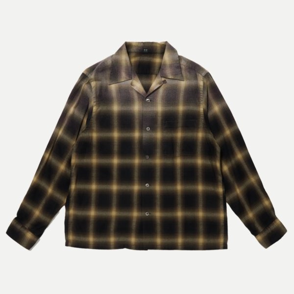 画像1: 【T.T(Taiga Takahashi)】Lot.101 Open Collar Shirt / BLEACHED BEIGE PLAID