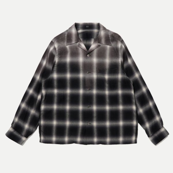 画像1: 【T.T(Taiga Takahashi)】Lot.101 Open Collar Shirt / BLEACHED GRAY PLAID