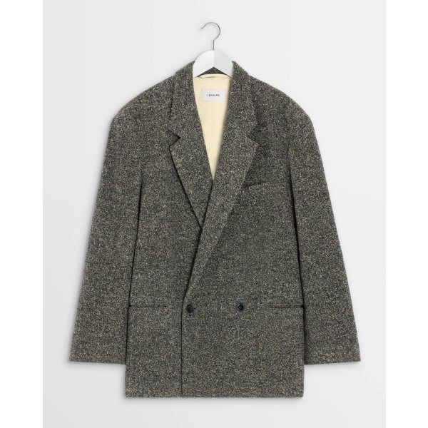 画像1: 【LEMAIRE(ルメール)】SHORT DOUBLE BREASTED COAT/ BLACK×BEIGE MELANGE