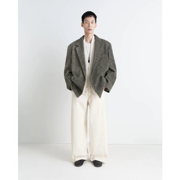画像2: 【LEMAIRE(ルメール)】SHORT DOUBLE BREASTED COAT/ BLACK×BEIGE MELANGE
