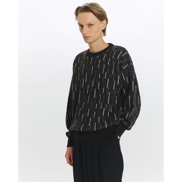 画像1: 【MARKAWARE(マーカウェア)】Natural Colar Alpaca Rain Drop Pattern Jumpe　”natural black mix”