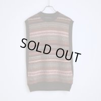 【BISOWN(ビソウン)】CASHMERE FAIRISLE MIDDLEVEST/ BROWN MIX