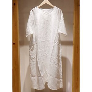 画像: 【AUGUSTE PRESENTATION Pajama Look（パジャマルック）】半袖リネンVネックワンピース/WHITE
