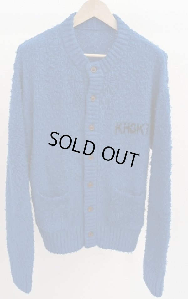 画像1: 【KHOKI(コッキ)】Embroidery-design crew-neck cardigan/ Blue