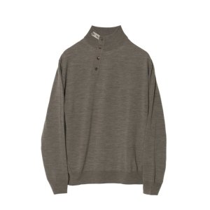 画像: 【IRENISA(イレニサ)】 LEATHER TAB KNIT PULLOVER/ MOCHA GRAY