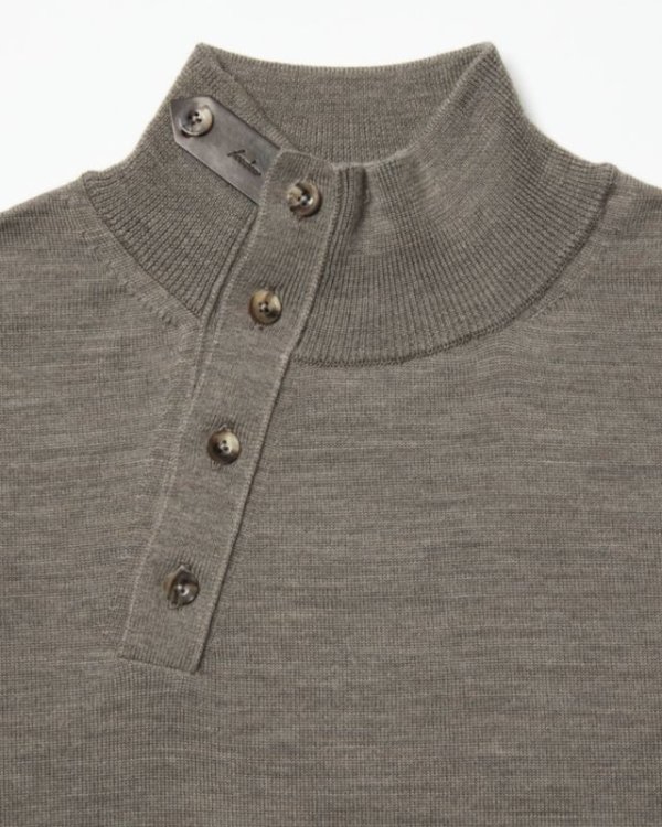 画像3: 【IRENISA(イレニサ)】 LEATHER TAB KNIT PULLOVER/ MOCHA GRAY