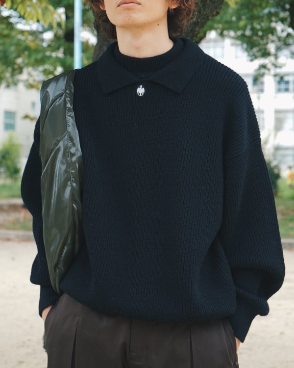 画像5: 【LES SIX(レシス)】Double Collar Sweater/ Black