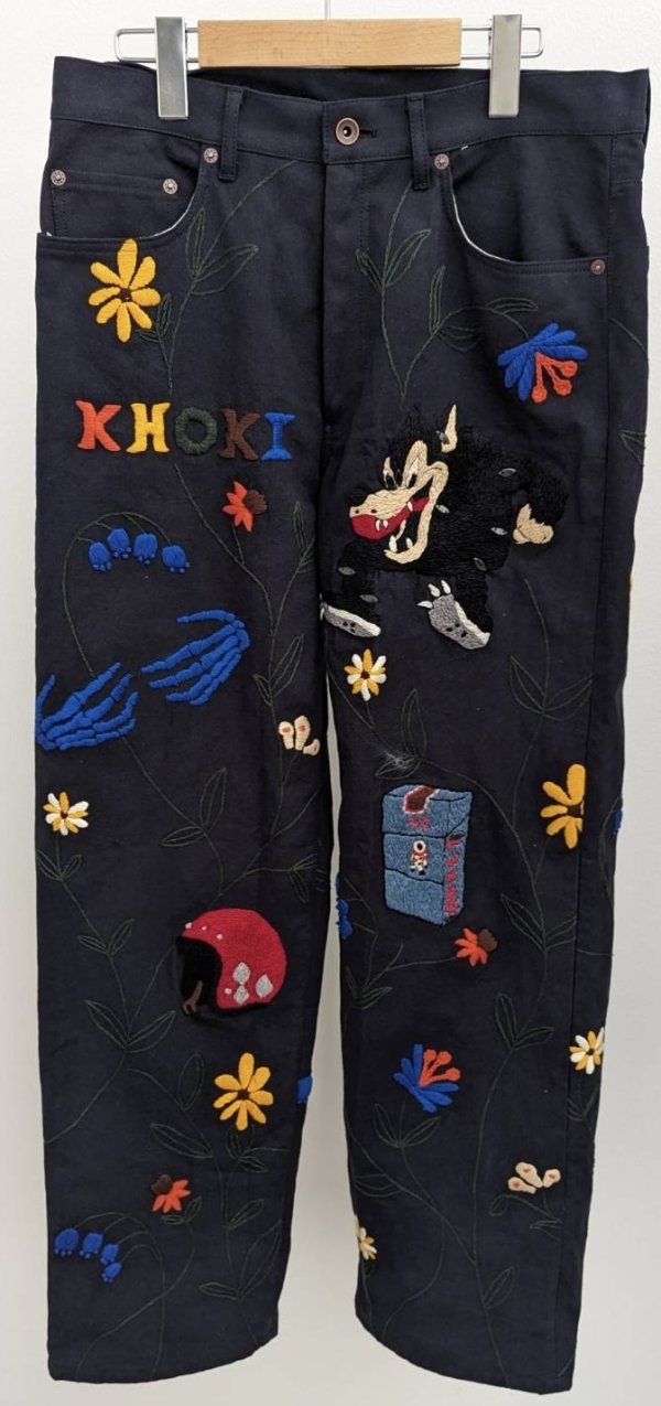 KHOKI(コッキ】Hand embroidery pants/ Navy - VELVET