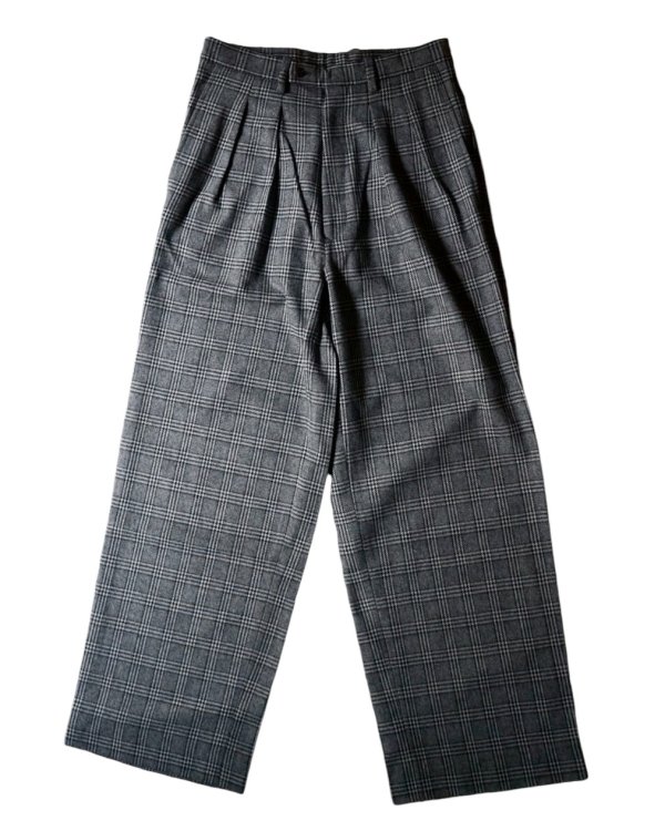 画像1: 【m's braque(エムズブラック)】TUCKED BAGGY PANTS/ GLEN CHECK