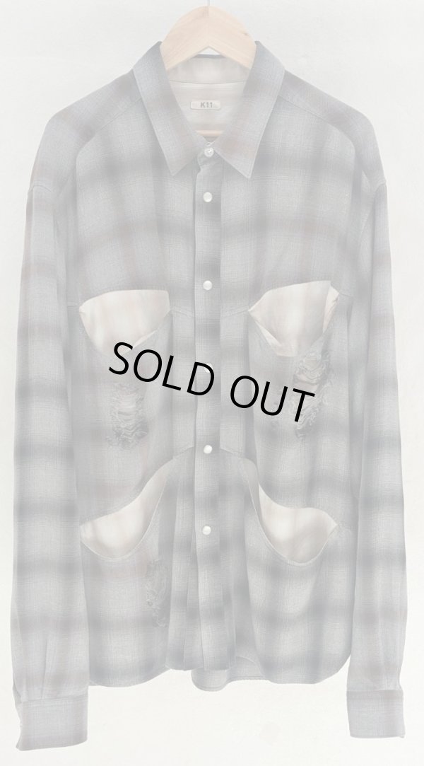 画像1: 【KHOKI(コッキ)】Vintage-effect shirt/Black