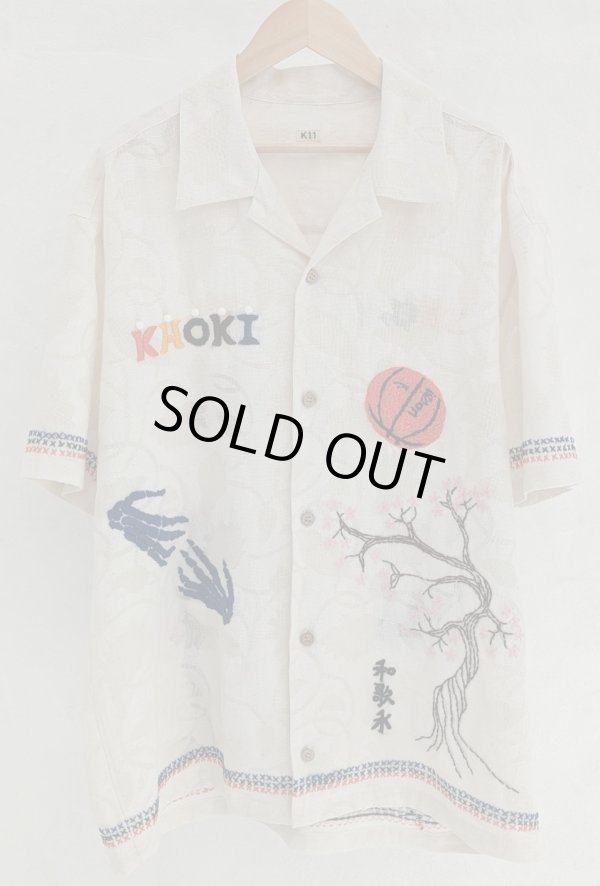 画像1: 【KHOKI(コッキ)】Hand enbroidered-design shirt/White