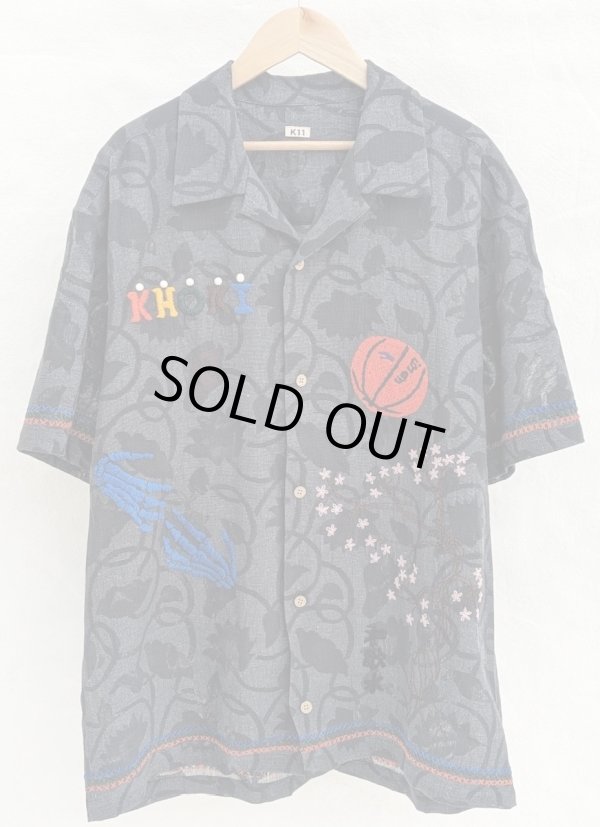 画像1: 【KHOKI(コッキ)】Hand enbroidered-design shirt/Black