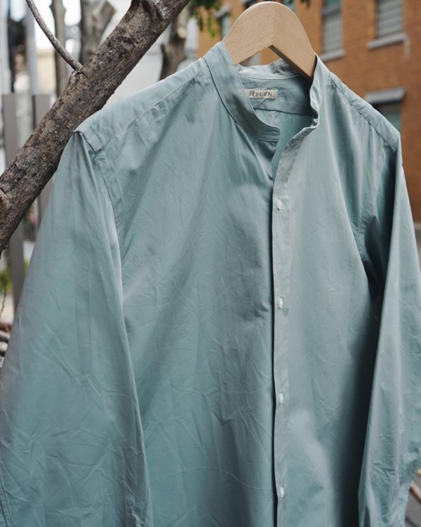 画像2: 【HEUGN(ユーゲン)】“Rob” BAND COLLAR SHIRT- Chambry green