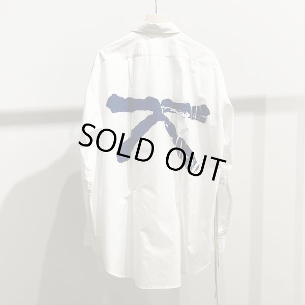 画像1: 【KAKAN(カカン)】HORIZONTAL COLLAR SHIRT〈K〉/ WHITE&HANDPAINT PRINT
