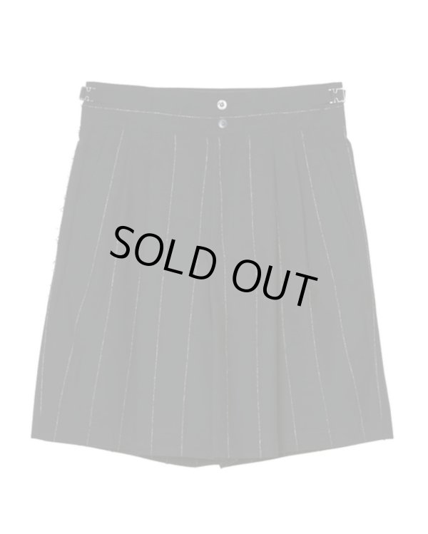 画像1: 【IRENISA(イレニサ)】TWO TUCKS WIDE SHORTS/ BLACK STRIPE