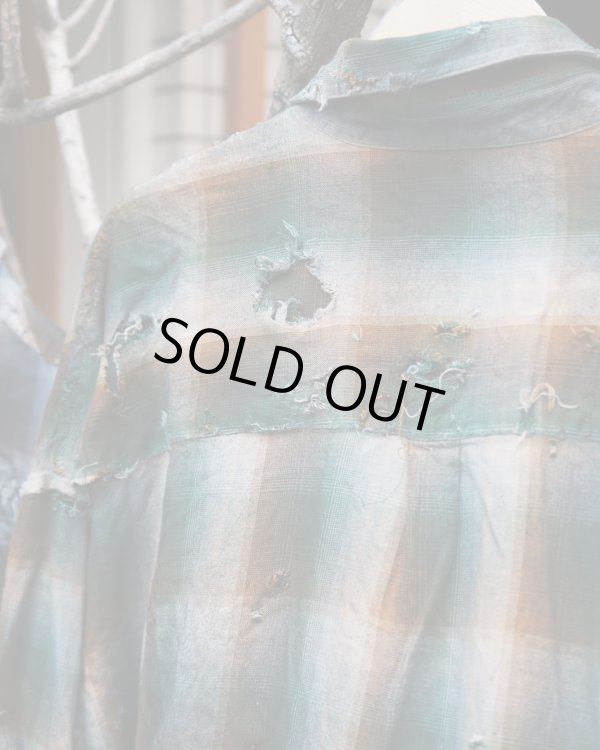 画像3: 【LES SIX(レシス)】Destroyed Mega Flannel/ Green