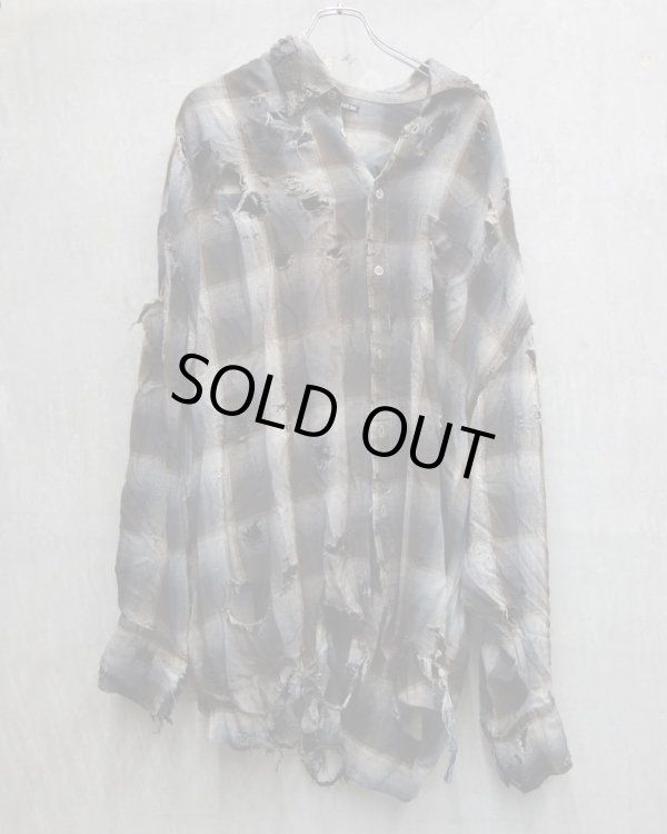 画像1: 【LES SIX(レシス)】Destroyed Mega Flannel/ Brown