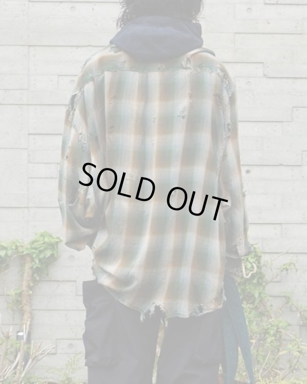 画像7: 【LES SIX(レシス)】Destroyed Mega Flannel/ Green