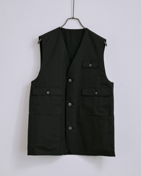画像1: 【BISOWN(ビソウン)】CHINO CLOTH × KARAMI REVERSIBLE VEST/ BLACK