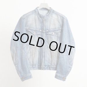画像: 【NVRFRGT(ネヴァーフォーゲット)】DENIM MOTORCYCLE JACKET  "DISTRESSED FADED INDIGO"