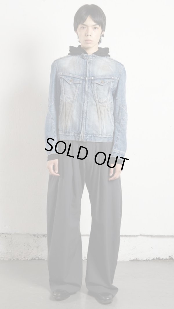 画像3: 【NVRFRGT(ネヴァーフォーゲット)】DENIM MOTORCYCLE JACKET  "DISTRESSED FADED INDIGO"
