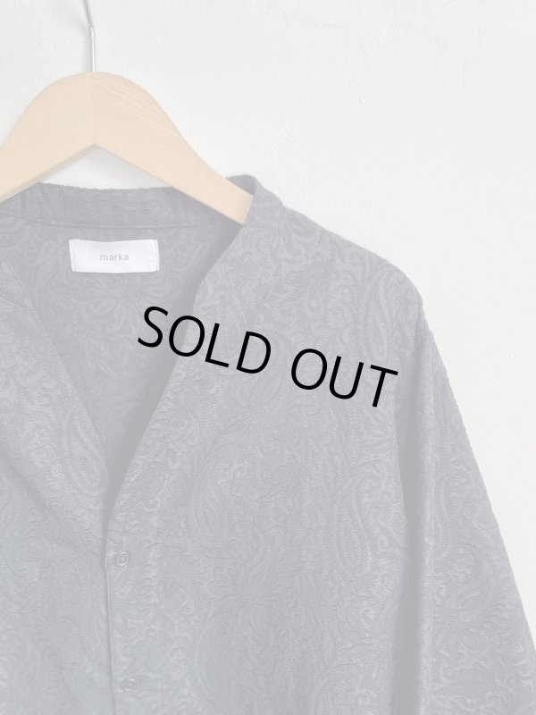 画像4: 【marka(マーカ)】PAISLEY JACQUARD BAND COLLAR SKIPPER SHIRT/Dark Navy