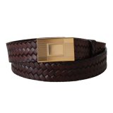 画像: 【T.T(Taiga Takahashi)】Lot.021 Basketwearve Pattern Belt / MUD DYED BROWN