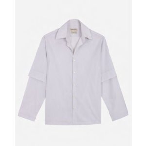 画像: 【CAMISAS MANOLO(カミサスマノロ)】WHITE/BLACK STRIPES DOUBLE SLEEVE SHIRT