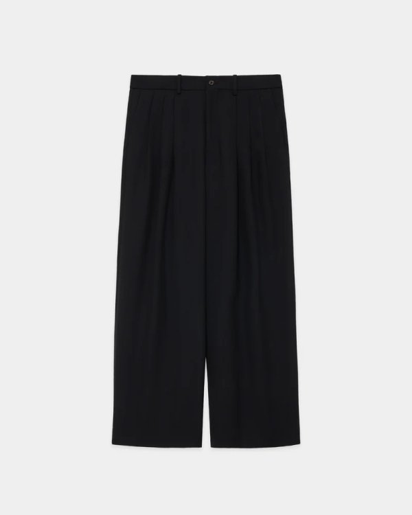 画像1: 【MARKAWARE(マーカウェア)】ORGANIC WOOL SURVIVAL CLOTH／TRIPLE PLEATED WIDE TROUSERS ”BLACK”