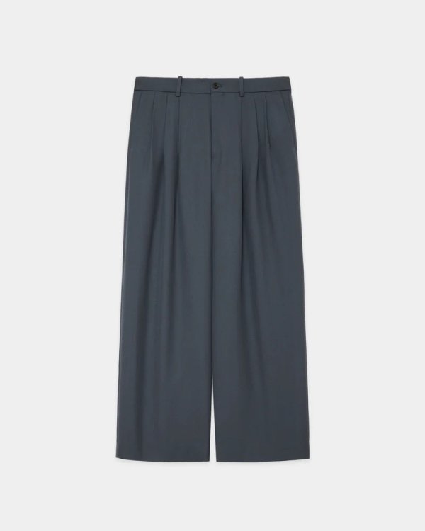 画像1: 【MARKAWARE(マーカウェア)】ORGANIC WOOL SURVIVAL CLOTH／TRIPLE PLEATED WIDE TROUSERS ”FOREST GRAY”