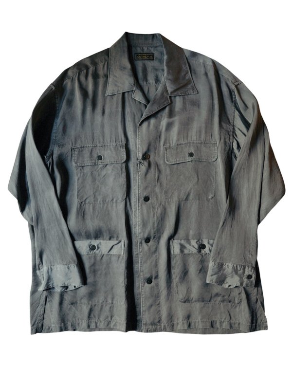 画像2: 【ANTHEM A(アンセムエー)】PIGMENT CUPRO OPEN COLLAR SHIRTS/ CHARCOAL