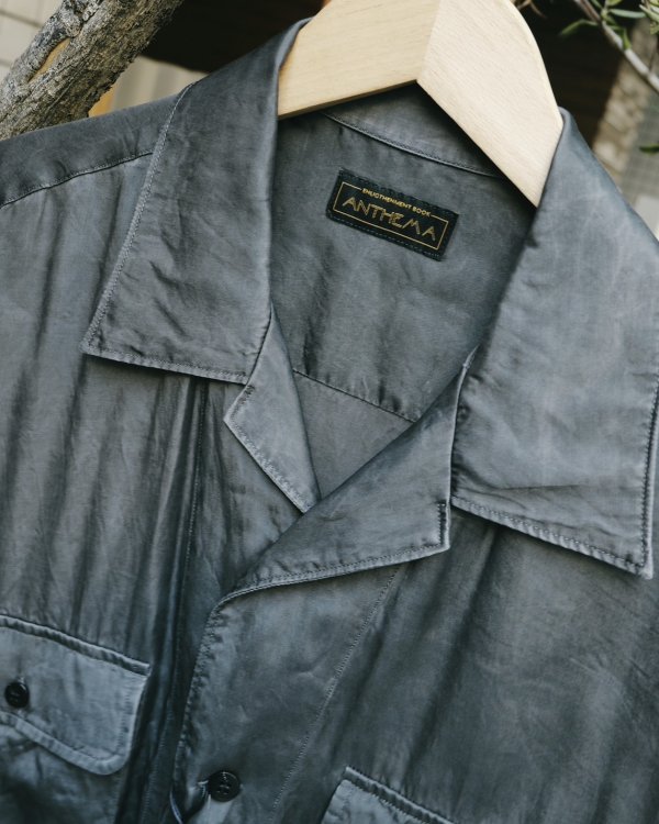 画像3: 【ANTHEM A(アンセムエー)】PIGMENT CUPRO OPEN COLLAR SHIRTS/ CHARCOAL